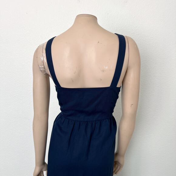 [Frank and Oak] Navy Blue Ruffle Hem Faux Button Down Midi Dress NWT Size XL - Picture 5 of 10